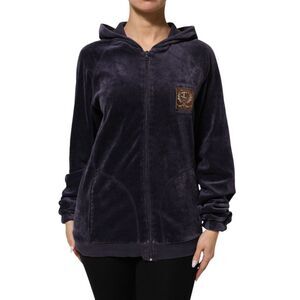 Cavalli Class Purple Cotton Blend Velvet Zip-Up Hoodie Sweatshirt Women's